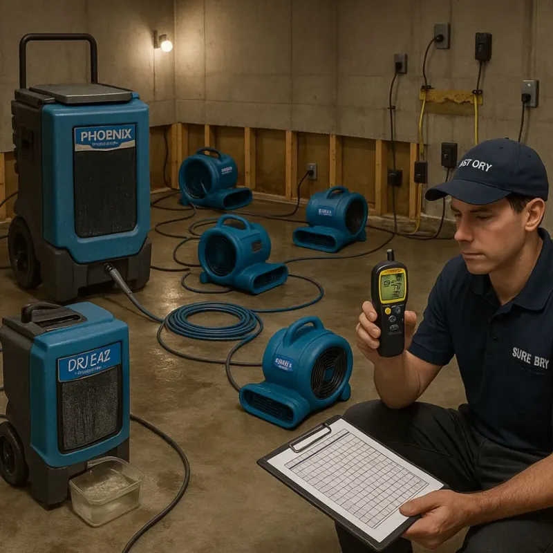 Structural Drying and Dehumidification process in Random Lake, WI